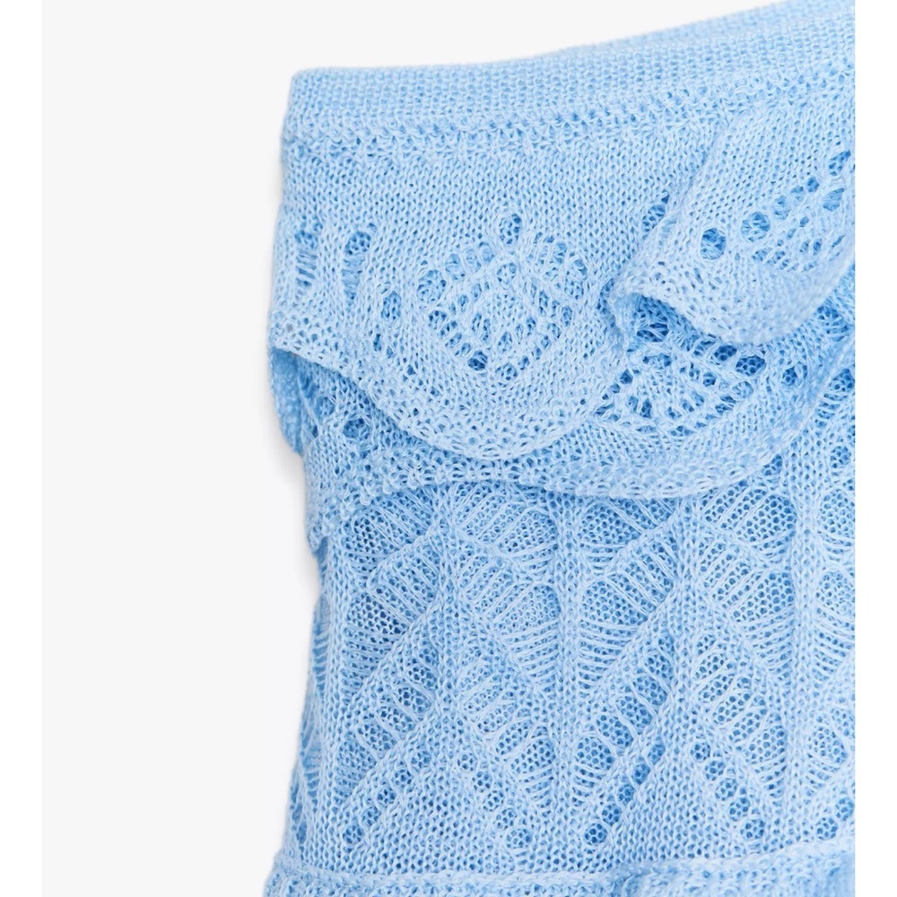 Zara ruffled pointelle knit dress - Picture 6 of 7